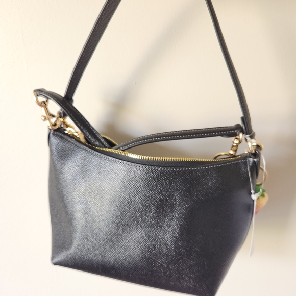 Coach Black Shoulder Bag with Gold Chain and Charms - Picture 5 of 10